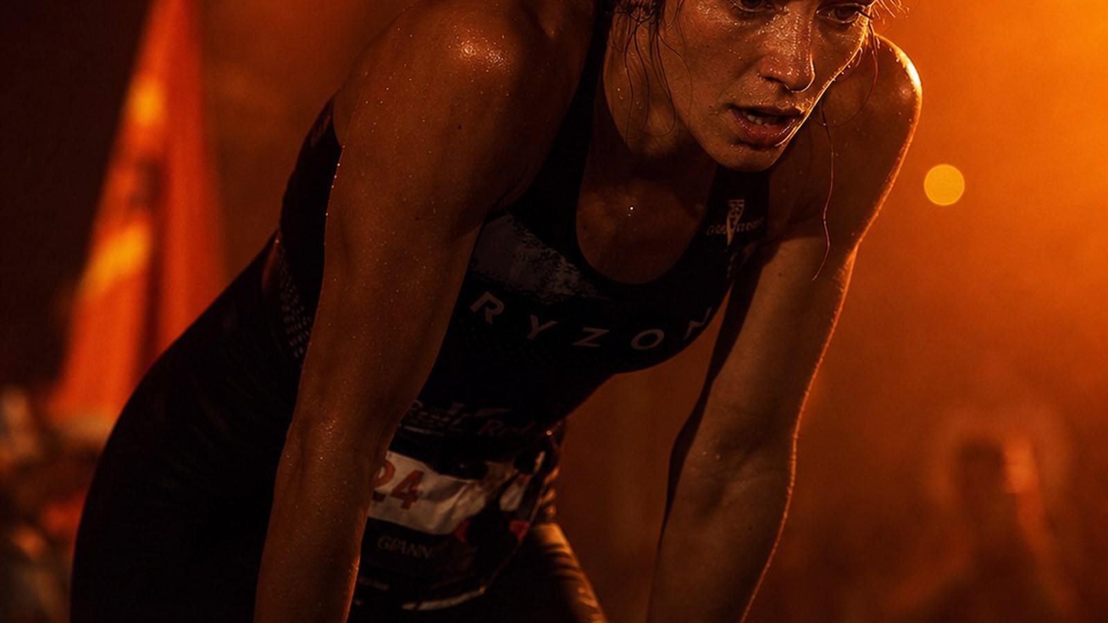 A fatigued athlete deep into a long effort: durability is the trainable quality that decides the final hour