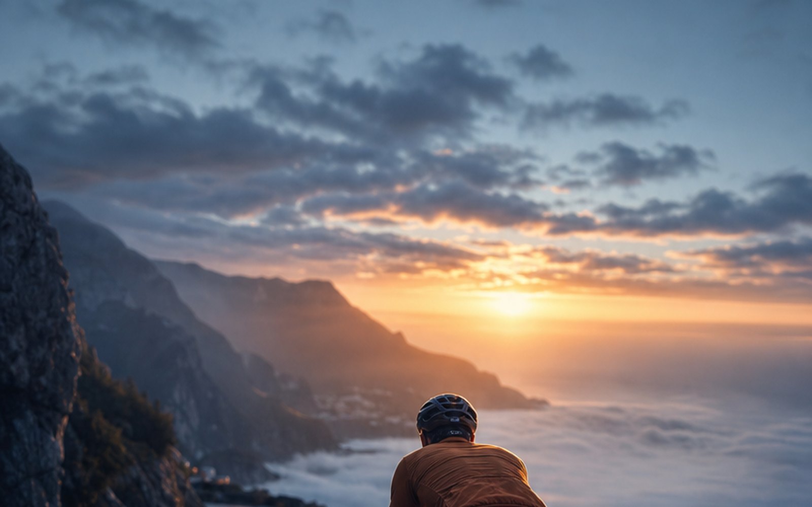 A cyclist deep into a long session as the light shifts: the physiology of durability